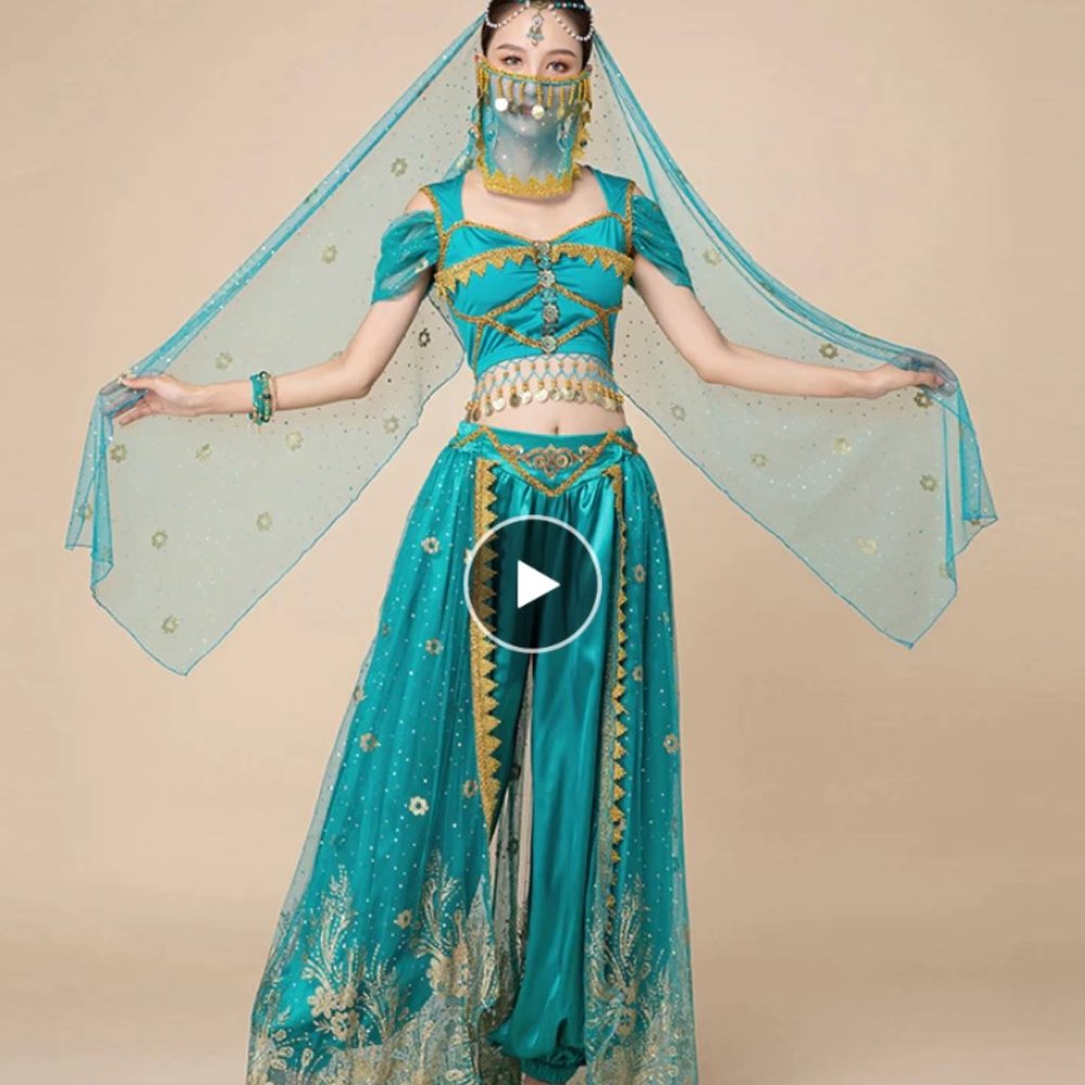 Jasmine Arabian Bellydance - New 7 Piece Costume Dance set - Adult/Small/M